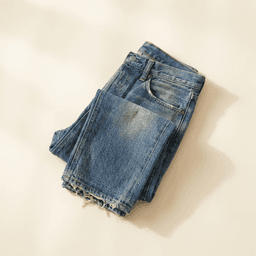 Proof photo of the folded denim before shipping.